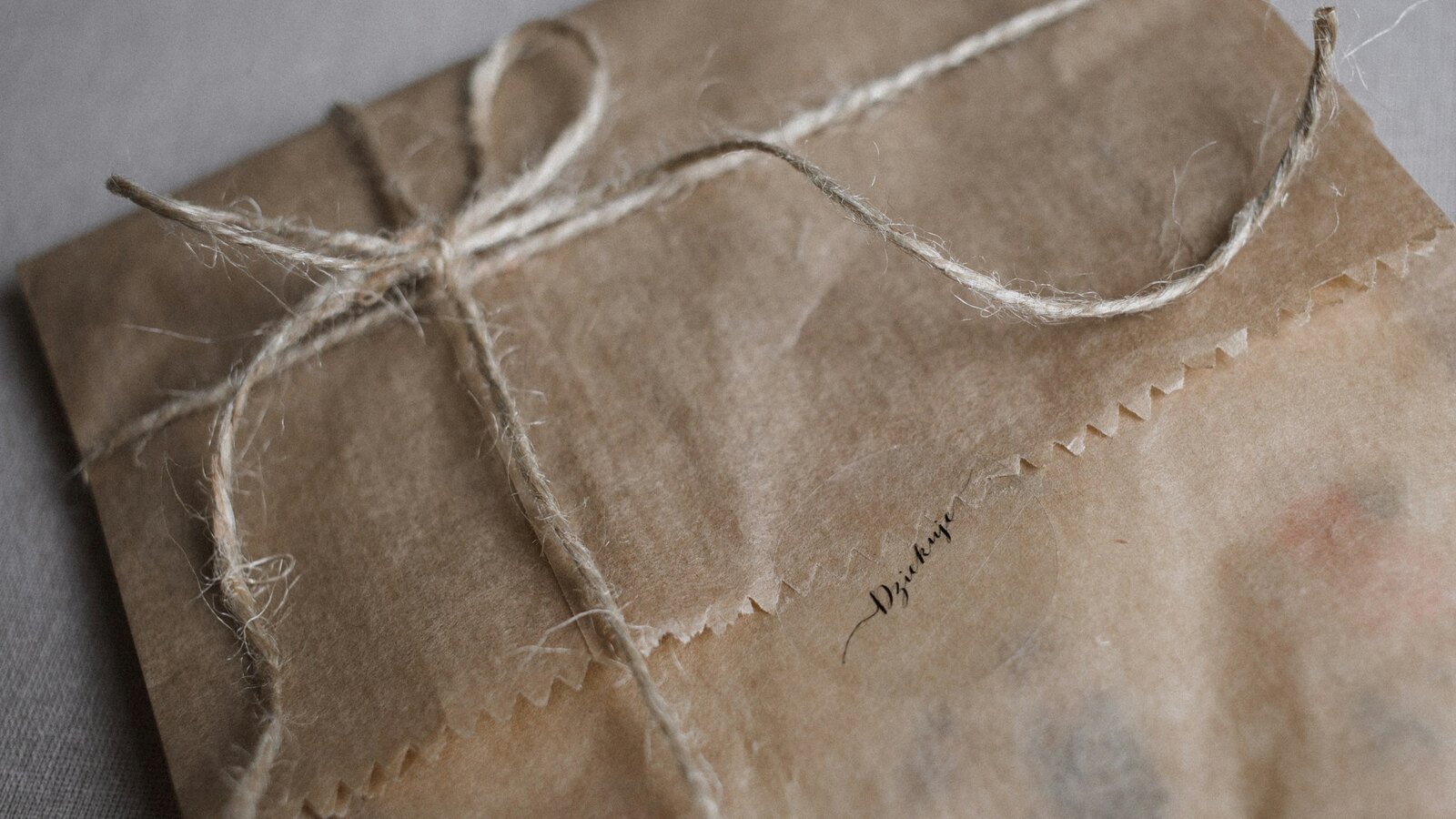 Plain wrapped parcel on a neutral surface